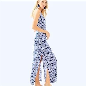Lilly Pulitzer Navy and White Patterned Maxi Dress NWOT